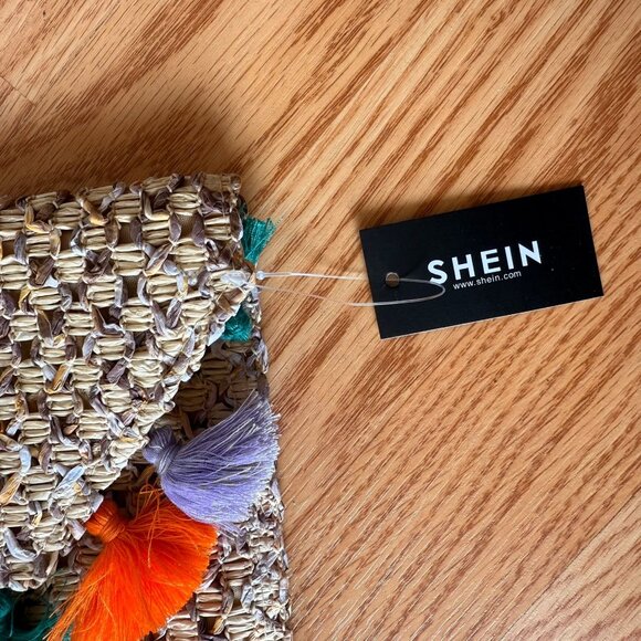 Woven Straw Clutch With Colorful Tassels and Magnetic Closure By Shein - Picture 6 of 7